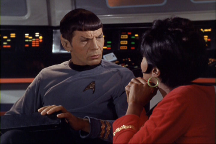 Spock tells Uhura that Vulcan has no moon ("The Man Trap").